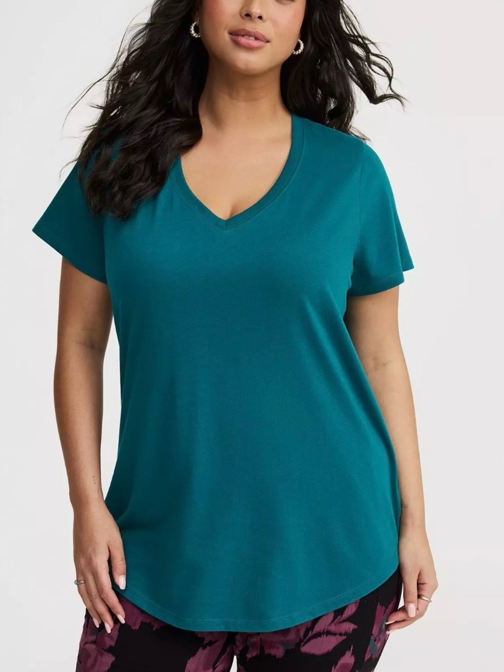 Torrid Cotton Blend Classic Fit Teal V-Neck Short Sleeve T-Shirt Plus Size 3 3X